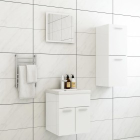 Engineered wood bathroom furniture set in high-gloss white by , Bathroom furniture - Ref: Foro24-3070997, Price: 86,99 €, Dis...