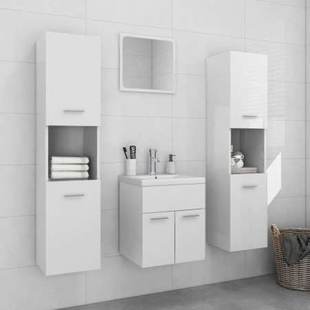 Badezimmerschrank-Set aus glänzend weißem Holzwerkstoff von , Badezimmermöbel - Ref: Foro24-3071222, Preis: 264,92 €, Rabatt: %