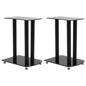 Aluminum speaker stands 2 units black safety glass by , Speaker stands - Ref: Foro24-50911, Price: 72,33 €, Discount: %