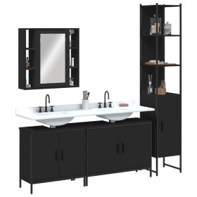 Juego de muebles de baño 4 piezas madera de ingeniería negro de , Muebles de baño - Ref: Foro24-3214750, Precio: 291,51 €, De...