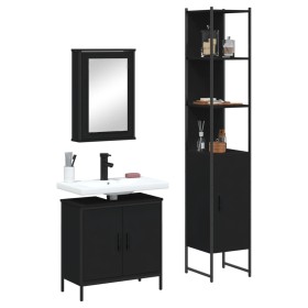 3-piece black plywood bathroom furniture set by , Bathroom furniture - Ref: Foro24-3214800, Price: 200,19 €, Discount: %