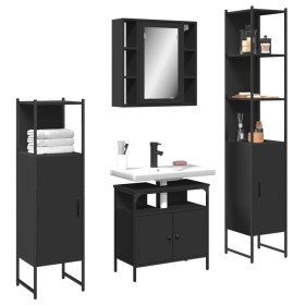 Juego de muebles de baño 4 piezas madera de ingeniería negro de , Muebles de baño - Ref: Foro24-3214765, Precio: 302,49 €, De...