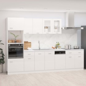 Kitchen furniture set, 7 pieces, engineered wood, high gloss white by , Kitchen cabinets - Ref: Foro24-3067628, Price: 684,61...