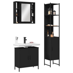 Set de muebles de baño 3 piezas madera contrachapada negro de , Muebles de baño - Ref: Foro24-3214740, Precio: 218,27 €, Desc...