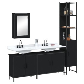 4-piece black plywood bathroom furniture set by , Bathroom furniture - Ref: Foro24-3214810, Price: 273,44 €, Discount: %