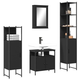 4-piece black plywood bathroom furniture set by , Bathroom furniture - Ref: Foro24-3214825, Price: 278,28 €, Discount: %