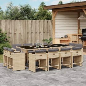 Garten-Essgruppe mit 13-teiligen Kissen aus synthetischem Rattan in Beige. von , Gartensets - Ref: Foro24-3211224, Preis: 814...