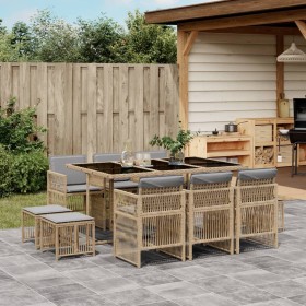 Garten-Essgruppe 11-teilig mit Kissen aus synthetischem Rattan in Beige. von , Gartensets - Ref: Foro24-3210972, Preis: 547,0...