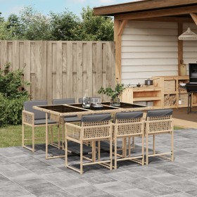 Garten-Essgruppe 7-teilig mit beigen Polstern aus synthetischem Rattan von , Gartensets - Ref: Foro24-3211452, Preis: 418,74 ...