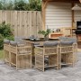 Garden dining set 9 pieces with beige synthetic rattan cushions by , Garden sets - Ref: Foro24-3211740, Price: 468,21 €, Disc...