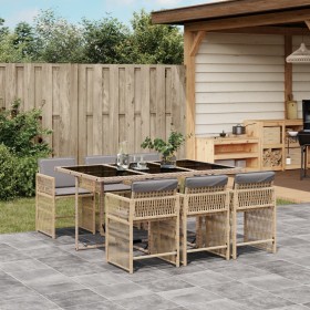 Garten-Essgruppe 7-teilig mit beigen Polstern aus synthetischem Rattan von , Gartensets - Ref: Foro24-3211632, Preis: 437,99 ...