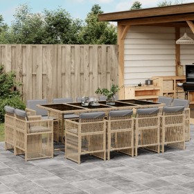 Garten-Essgruppe mit 13-teiligen Kissen aus synthetischem Rattan in Beige. von , Gartensets - Ref: Foro24-3211044, Preis: 853...