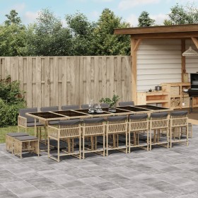 Garten-Essgruppe, 17-teilig, mit Kissen, aus synthetischem Rattan in Beige. von , Gartensets - Ref: Foro24-3211548, Preis: 95...