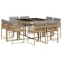 Garden dining set 9 pieces with beige synthetic rattan cushions by , Garden sets - Ref: Foro24-3211560, Price: 441,60 €, Disc...