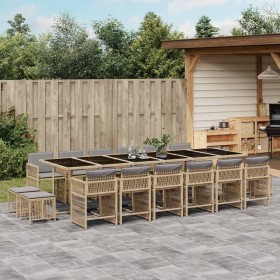 Garten-Essgruppe, 17-teilig, mit Kissen, aus synthetischem Rattan in Beige. von , Gartensets - Ref: Foro24-3211728, Preis: 99...