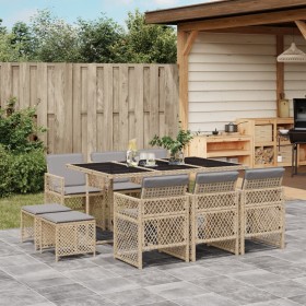 Garten-Essgruppe 11-teilig mit Kissen aus synthetischem Rattan in Beige. von , Gartensets - Ref: Foro24-3210792, Preis: 536,6...