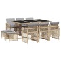 Set comedor de jardín 11 pzas con cojines ratán sintético beige de , Conjuntos de jardín - Ref: Foro24-3210792, Precio: 536,6...