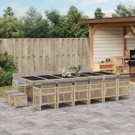 Garten-Essgruppe, 17-teilig, mit Kissen, aus synthetischem Rattan in Beige. von , Gartensets - Ref: Foro24-3210828, Preis: 1,...