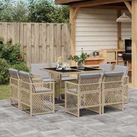 Garden dining set 9 pieces with beige synthetic rattan cushions by , Garden sets - Ref: Foro24-3210840, Price: 489,19 €, Disc...