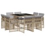 Set comedor de jardín 9 pzas con cojines ratán sintético beige de , Conjuntos de jardín - Ref: Foro24-3210840, Precio: 488,65...