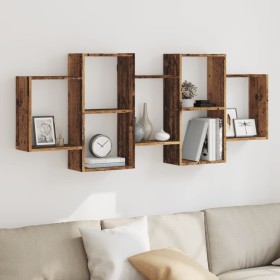 Aged engineered wood wall shelf