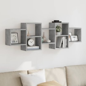 Engineered wood gray concrete wall shelf 129x18x42 cm by , Shelves and shelves - Ref: Foro24-853221, Price: 42,57 €, Discount: %