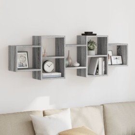 Estante de pared madera ingeniería gris Sonoma 129x18x42 cm de , Estantes y estanterías - Ref: Foro24-853223, Precio: 43,72 €...