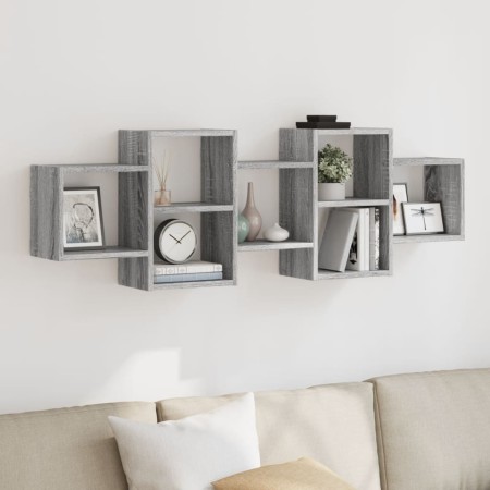 Engineered wood gray Sonoma wall shelf 129x18x42 cm by , Shelves and shelves - Ref: Foro24-853223, Price: 43,72 €, Discount: %