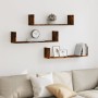 Wall shelves 3 units smoked oak engineered wood 80x18x18cm by , Shelves and shelves - Ref: Foro24-853294, Price: 32,28 €, Dis...