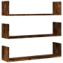 Wall shelves 3 units smoked oak engineered wood 80x18x18cm by , Shelves and shelves - Ref: Foro24-853294, Price: 32,28 €, Dis...