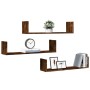 Wall shelves 3 units smoked oak engineered wood 80x18x18cm by , Shelves and shelves - Ref: Foro24-853294, Price: 32,28 €, Dis...