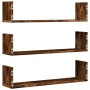 Wall shelves 3 units smoked oak engineered wood 80x18x18cm by , Shelves and shelves - Ref: Foro24-853294, Price: 32,28 €, Dis...