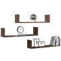 Wall shelves 3 units engineered wood brown oak 80x18x18 cm by , Shelves and shelves - Ref: Foro24-853296, Price: 33,11 €, Dis...