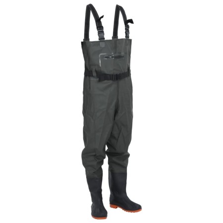 Chest waders with boots and dark green belt size 45 by , Waders for hunting and fishing - Ref: Foro24-4016997, Price: 37,46 €...