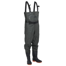 Chest waders with boots and dark green belt size 43 by , Waders for hunting and fishing - Ref: Foro24-4016995, Price: 37,46 €...