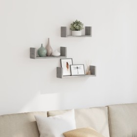 Wall shelf 3 units engineered wood gray concrete by , Shelves and shelves - Ref: Foro24-853311, Price: 17,75 €, Discount: %