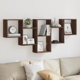 Engineered wood brown oak wall shelf 159x18x66 cm by , Shelves and shelves - Ref: Foro24-853305, Price: 49,31 €, Discount: %