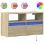 Wall-mounted TV unit with LED lights Sonoma oak 80x31x45 cm by , TV Furniture - Ref: Foro24-852329, Price: 72,60 €, Discount: %