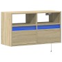 Wall-mounted TV unit with LED lights Sonoma oak 80x31x45 cm by , TV Furniture - Ref: Foro24-852329, Price: 72,60 €, Discount: %