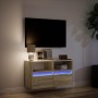 Wall-mounted TV unit with LED lights Sonoma oak 80x31x45 cm by , TV Furniture - Ref: Foro24-852329, Price: 72,60 €, Discount: %