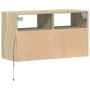 Wall-mounted TV unit with LED lights Sonoma oak 80x31x45 cm by , TV Furniture - Ref: Foro24-852329, Price: 72,60 €, Discount: %