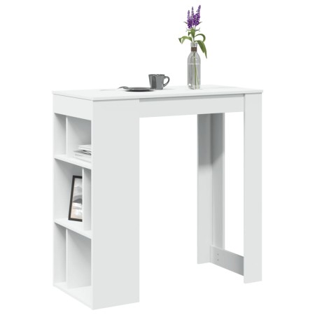 Mesa bar con estantes madera ingeniería blanca 102x50x103,5 cm de , Mesas de cocina y de comedor - Ref: Foro24-854355, Precio...