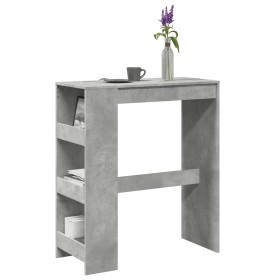 Tall bar table with gray concrete wood shelves