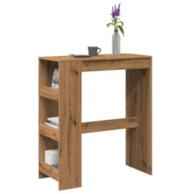 Tall table with oak wood shelves, artisanal, 90x40x103.5 cm by , Kitchen and dining tables - Ref: Foro24-854381, Price: 65,98...