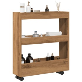 Narrow storage cart 3 levels oak wood artisan by , Kitchen and dining carts - Ref: Foro24-855249, Price: 47,67 €, Discount: %