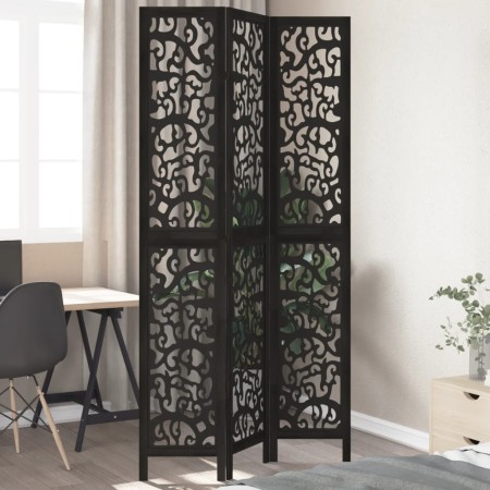 3-panel solid Paulownia wood room divider screen in black. | Foro24|Onlineshop| Casa, Jardín y Más Foro24.es