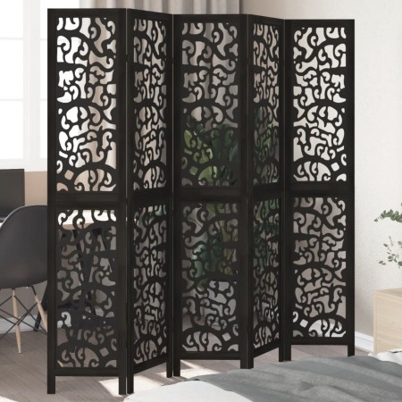 5-panel solid Paulownia wood room divider screen in black. by , Room dividers - Ref: Foro24-358759, Price: 140,65 €, Discount: %