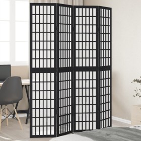 4-panel solid Paulownia wood room divider screen in black. by , Room dividers - Ref: Foro24-358771, Price: 114,91 €, Discount: %