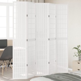 5-panel solid Paulownia wood white room divider by , Room dividers - Ref: Foro24-358792, Price: 151,00 €, Discount: %