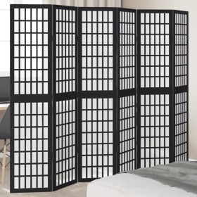 6-panel solid Paulownia wood room divider screen in black. by , Room dividers - Ref: Foro24-358778, Price: 157,63 €, Discount: %